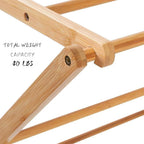 Collapsible Bamboo Drying Rack – Foldable Laundry Drying Stand for Indoor/Outdoor Use – Space-Saving Clothes Rack for Towels, Blankets & Delicates