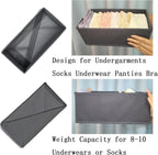 Sock Drawer Organizer Set of 3 Pack Gray, 11' Small Collapsible Fabric Underwear Dividers, Closet Foldable Dresser Storage Bins for Clothing