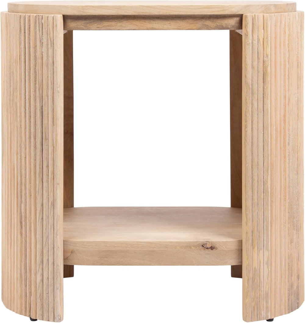 Kate and Laurel Cakora Modern Capsule Ribbed Mango Wood Side Table, 22 x 13 x...