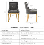 Dining Chairs Set of 8, Kitchen & Dining Room Chairs, Chenille Fabric Upholstered Dinning Chairs, Sillas De Comedor, Nailhead Trim, Metal Legs (Grey, 8 Pcs)