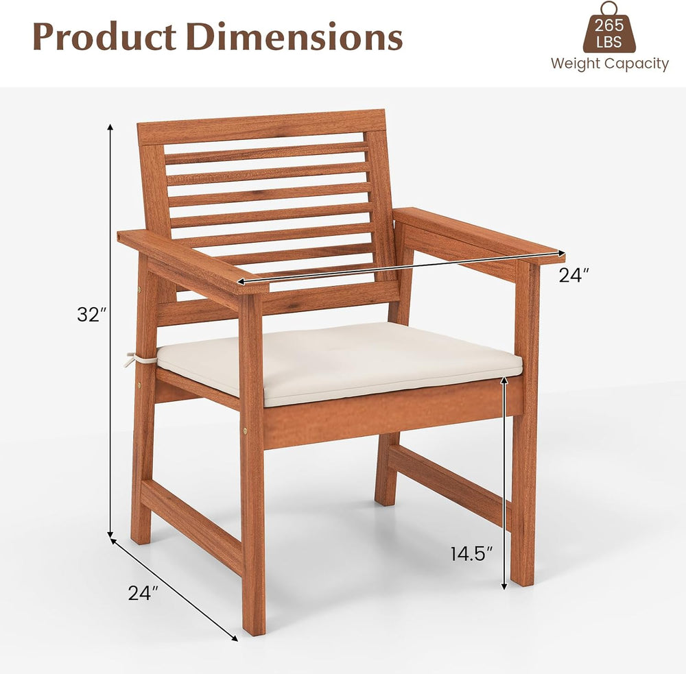 Tangkula Outdoor Dining Chairs Set of 2, Heavy Duty Slatted Wood Patio Chairs...