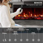 Lemberi Fireplace tv Stand with 36 inch Fireplace Up to 80" TVs,LED Light Entertainment Center and Storage, 70" Modern Wood Media TV Console with Highlight Cabinet for Living Room (Gray)