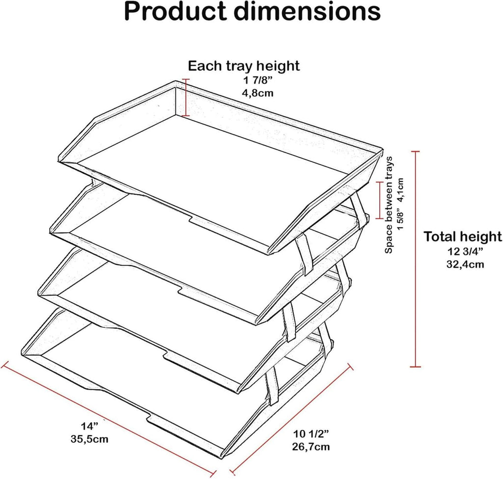 Acrimet Facility 4 Tier Letter Tray, Side Load, Letter Size/A4, Desktop File Organizer, Plastic (Clear Green)