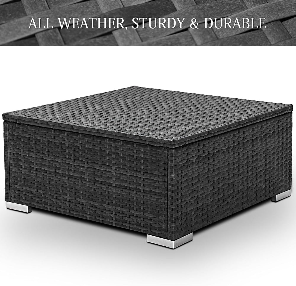 BULEXYARD 2 Pieces PE Rattan Patio Furniture Ottoman Sofas with Thick Cushion...