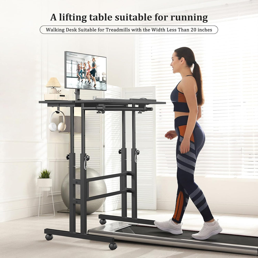 Enayplon Small Standing Desk with Wheels, Mobile Stand Up Desk, Portable Stan...