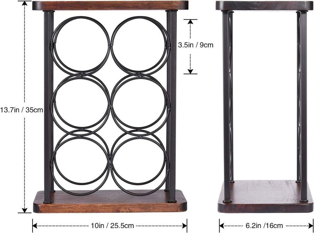 ALLCENER Countertop Wine Rack, Wood Wine Bottle Holder, Perfect for Home Decor & Kitchen Storage Rack, Bar, Cellar, Cabinet, Pantry, etc (Hold 6 Bottles)