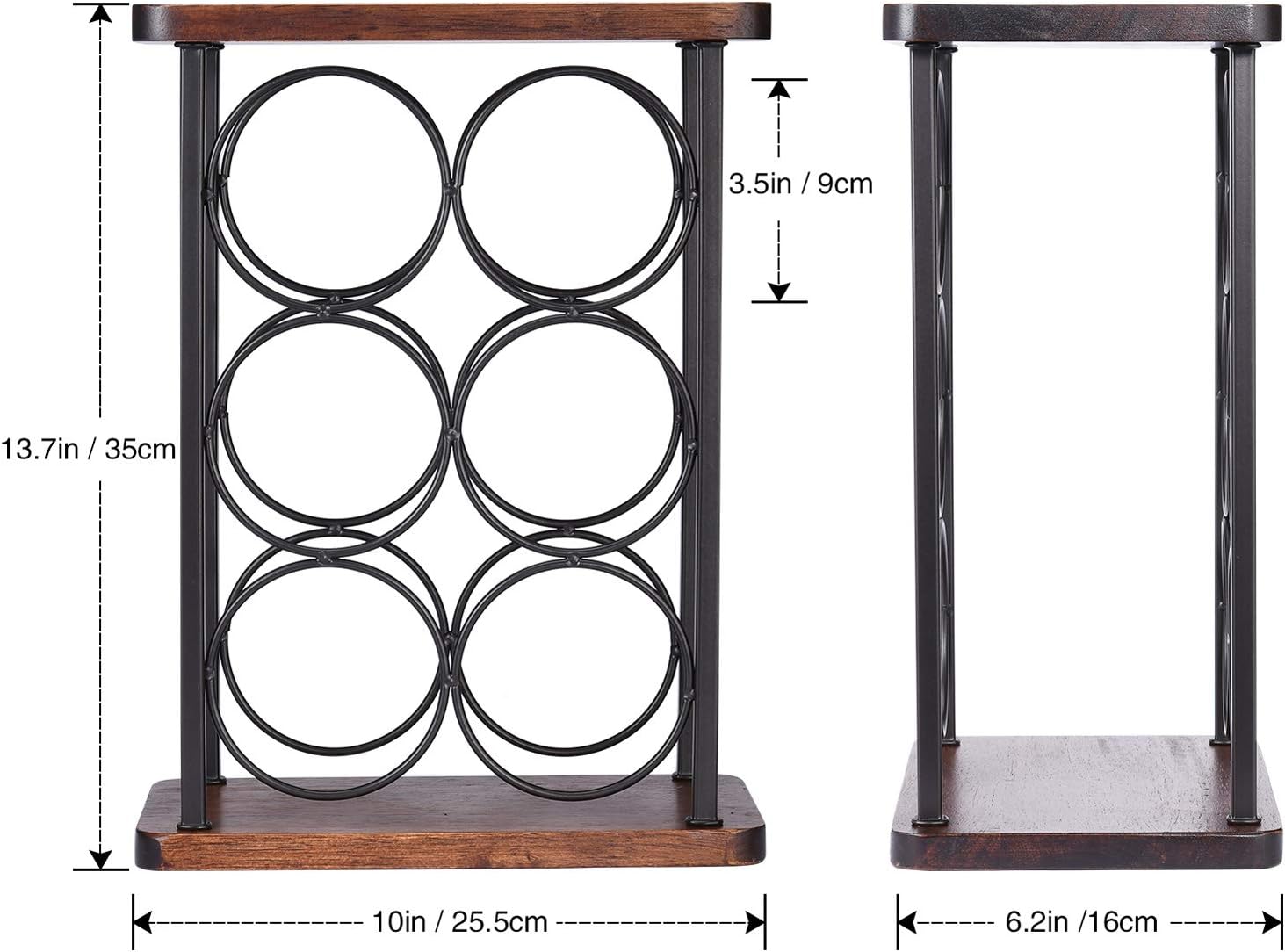 ALLCENER Countertop Wine Rack, Wood Wine Bottle Holder, Perfect for Home Decor & Kitchen Storage Rack, Bar, Cellar, Cabinet, Pantry, etc (Hold 6 Bottles)