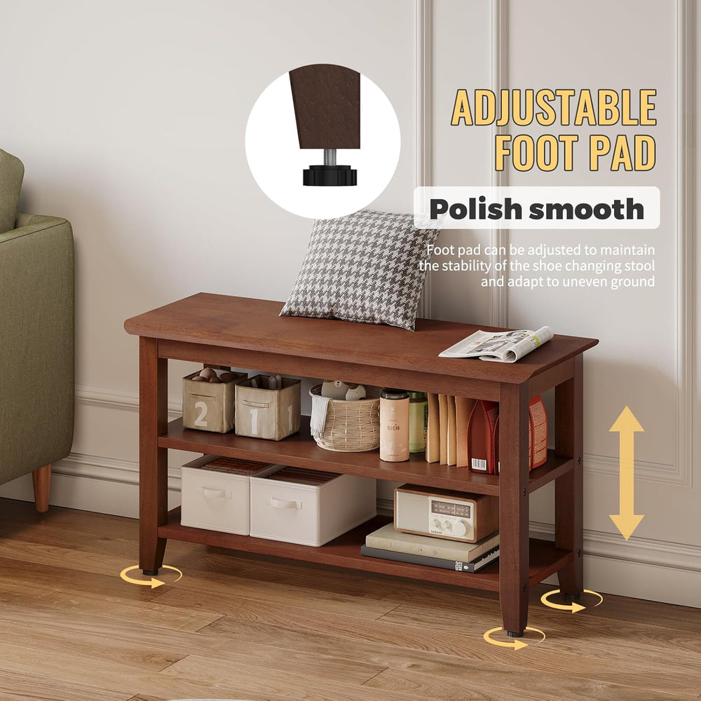 Wood Shoe Bench for Entryway,Bench with Shoe Rack,Storage Shoe Organizer for ...