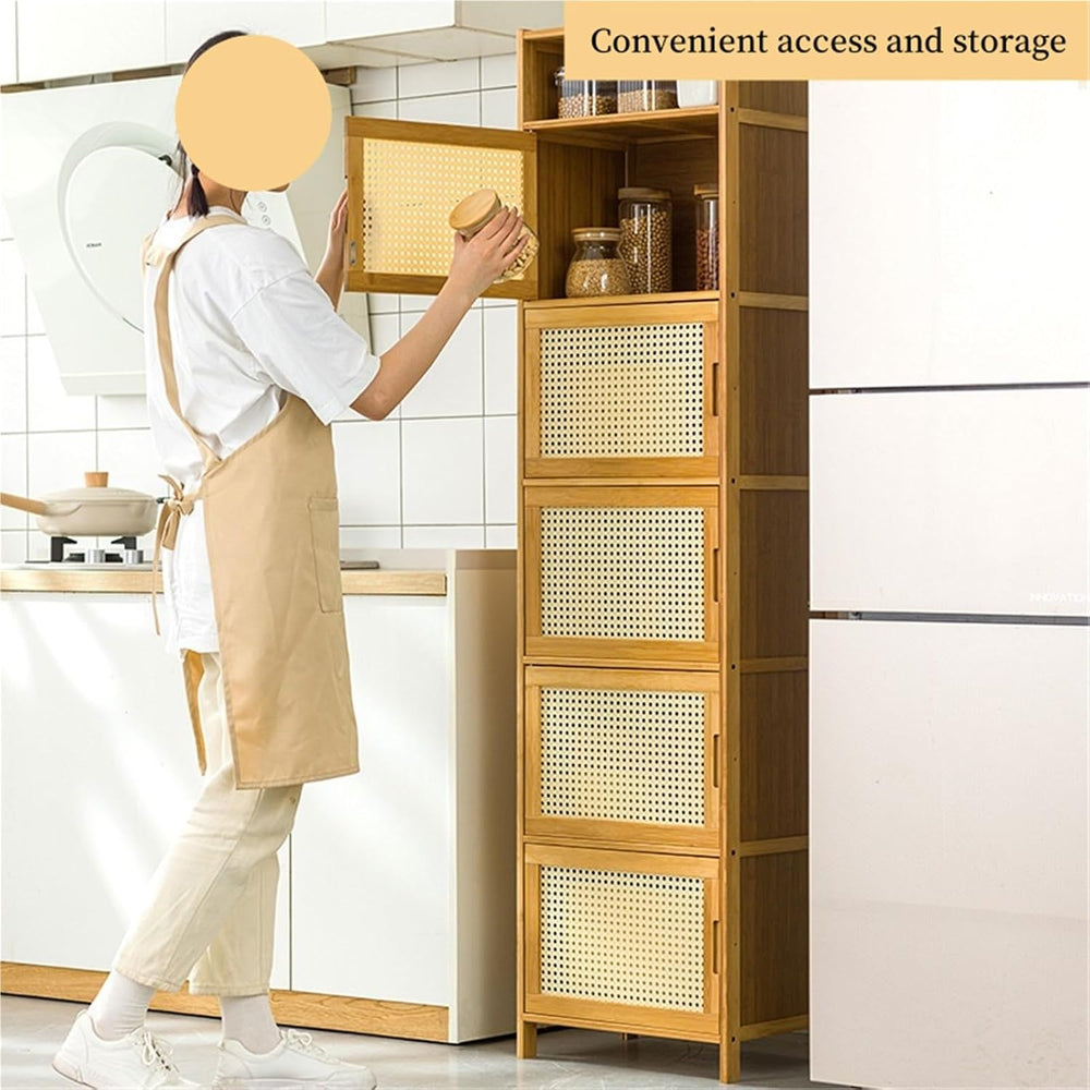 Narrow Kitchen Pantry Cabinet with Doors Storage Rack for Spices Free Standin...