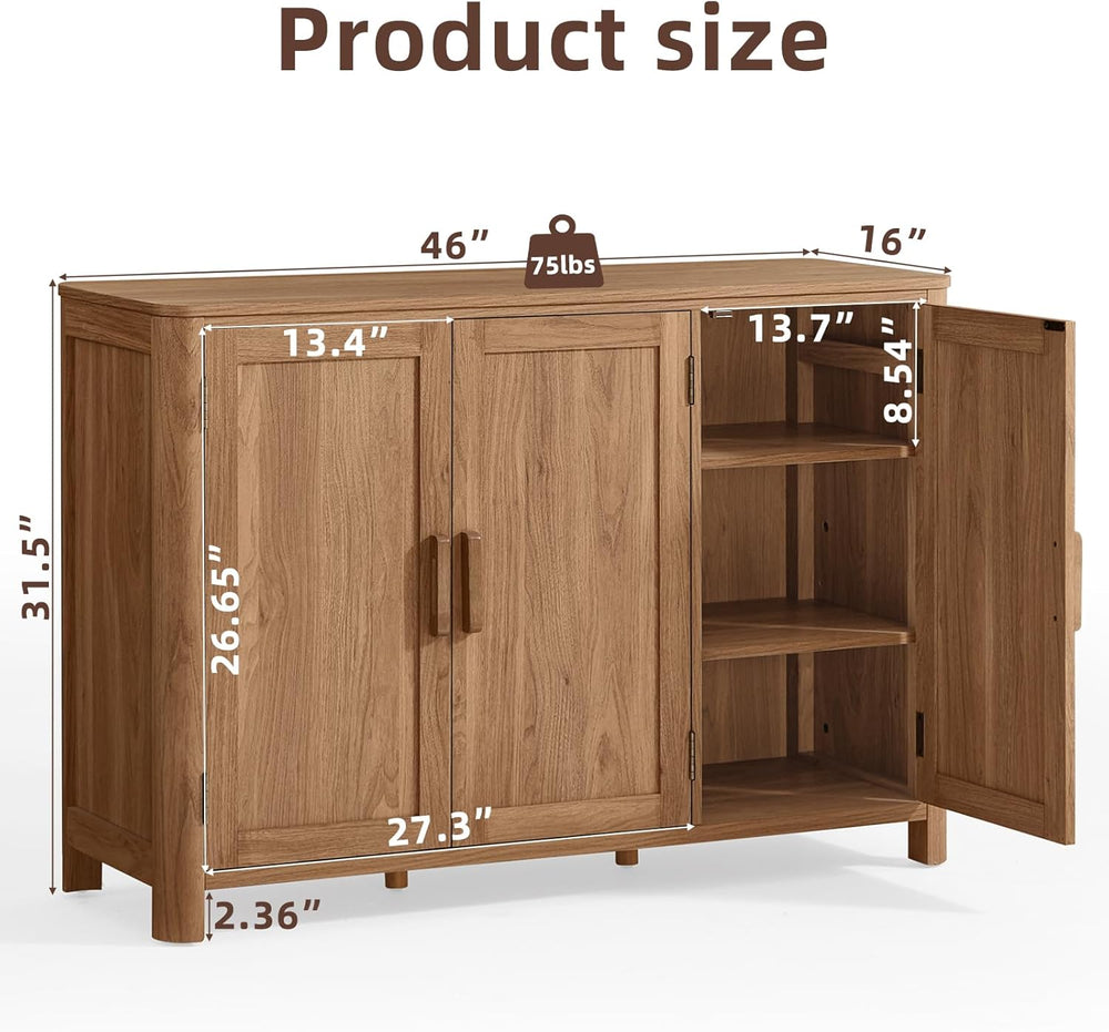 Joaxswe Sideboard Buffet Cabinet with Storage, 46" Arc-Shaped Credenza w...