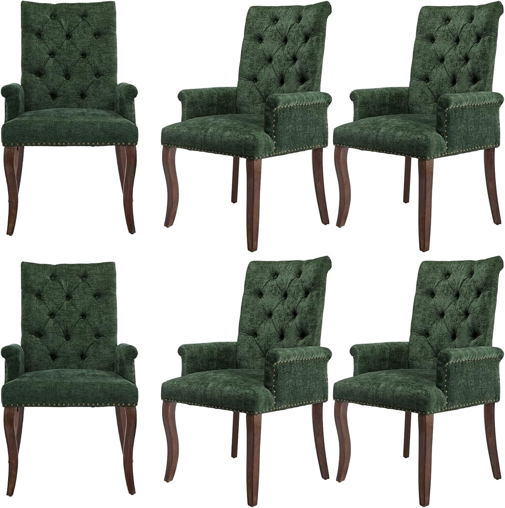 cinkehome Set of 6 Upholstered Dining Chairs, Dining Room Kitchen Chair with ...
