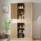 Kitchen Pantry Cabinet with 4 Doors and Adjustable Shelves, 72" Tall Farmhouse Storage Pantries with 1 Drawer for Living Room, Dining Room