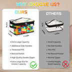 8 Packs Extra Large Toy Storage Bags with Labels, Reusable Clear PVC Board Game Storage, Travel Waterproof Toy Organizer Bags with Name Tag and Manual Pocket for Building Blocks, Puzzle, Kids Books