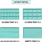 Frebeauty Jewelry Organizer Tray,Stackable Velvet Jewelry Trays,Drawer Inserts Earring Organizer For Women Jewelry Storage Display Case for Rings Stud Necklaces,8.3 x 4.9 x 1 Inches (Turquoise)