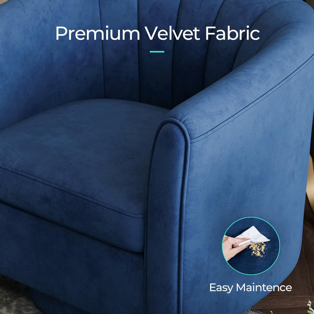 LINSY Large Swivel Accent Chair with Ottoman, Velvet Barrel Chair with Footre...