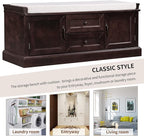 42″ Storage Bench with 2 Drawers and 2 Cabinets，Multipurpose Entryway Shoe Rack W/Removable Cushion，for Living Room Hallway Porch,Espresso