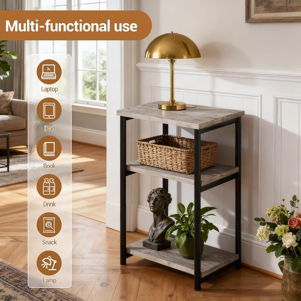 Garvee 3 Tier End Table, Tall Side Table with Storage, Telephone Tables with ...