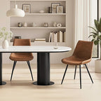 Yaheetech Dining Room Chairs Set of 2 Mid Century Modern Kitchen Chairs with Upholstered Faux Leather and Metal Legs for Dining Room, Living Room, Brown