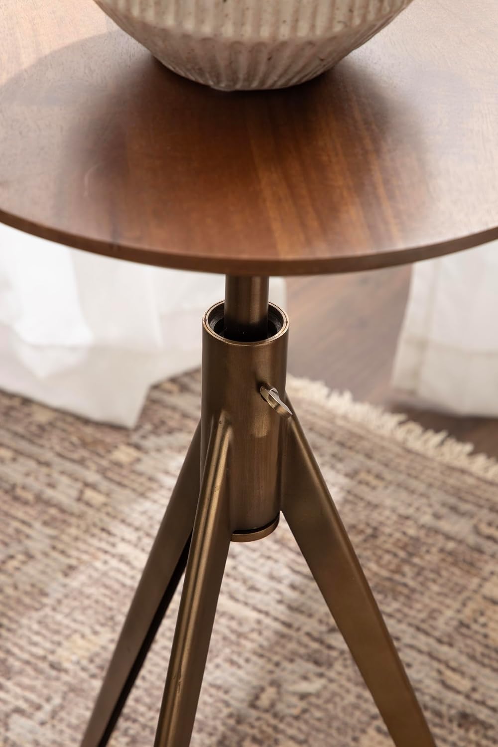 Kate and Laurel Keres Mid-Century Adjustable-Height Round Pedestal Side Table...