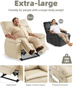 GarveeHome Oversized Leather Recliner Chair, Extra Wide Manual Recliner for Adults, Lazy Chair with 1.5X Sponge Comfort Arm and Back for Living Room, Bedroom, Nursing Room