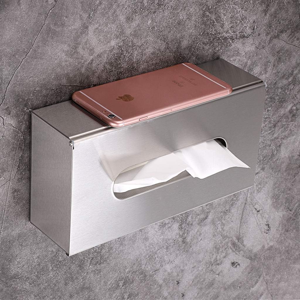 Sumnacon Rectangular Tissue Box Cover - Stylish Stainless Steel Paper Facial Cover, Modern Metal Tissue Box Holder for Bedroom/Bathroom/Vanity/Countertop/Dresser/Night Stand/Office/Car, Brushed Nickel
