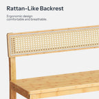 HOOBRO Dining Bench, Bamboo Farmhouse Entryway Bench with Back for Kitchen, Living Room, Bedroom, Easy to Assemble, Sturdy and Stable, Natural YL05CD01