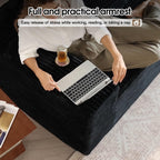 107.5" Comfy U-Shaped Sectional Modern Boneless Corduroy Couch with Chaise ‌and Ottoman‌ - No Assembly Required! Deep-Seat, Upholstered Modular Cloud Sofa for Living Room, Plush Corduroy Fabric(Black)