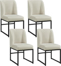 Yaheetech Upholstered Dining Chairs Set of 4 Modern Kitchen Chairs with Mid Back Padded Seat and Metal Legs for Dining Room, Living Room, Restaurant, Armless Design, Beige