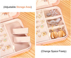 LANDICI Small Jewelry Box for Women Girls, PU Leather Travel Jewelry Case, Portable Jewelry Organizer Storage Holder Display for Ring Earrings Necklace Bracelet Bangle Men Kids Gift, Pink
