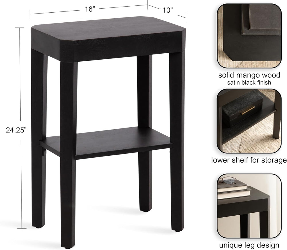 Kate and Laurel Talcott Modern Rectangle Wood Side Table, 16 x 10 x 25, Black...