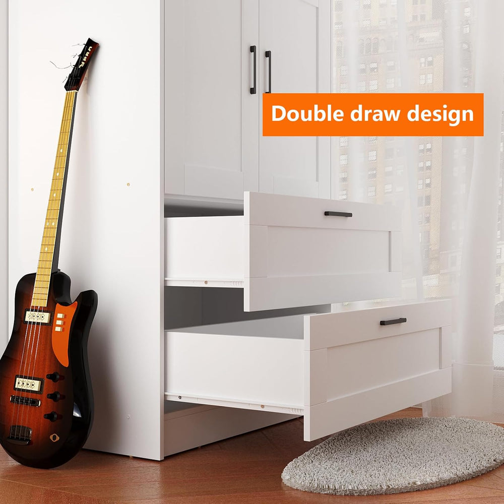 Fenghua Lizhi 3 Doors Wooden Wardrobe Closet Armoire, White Storage Cabinet f...