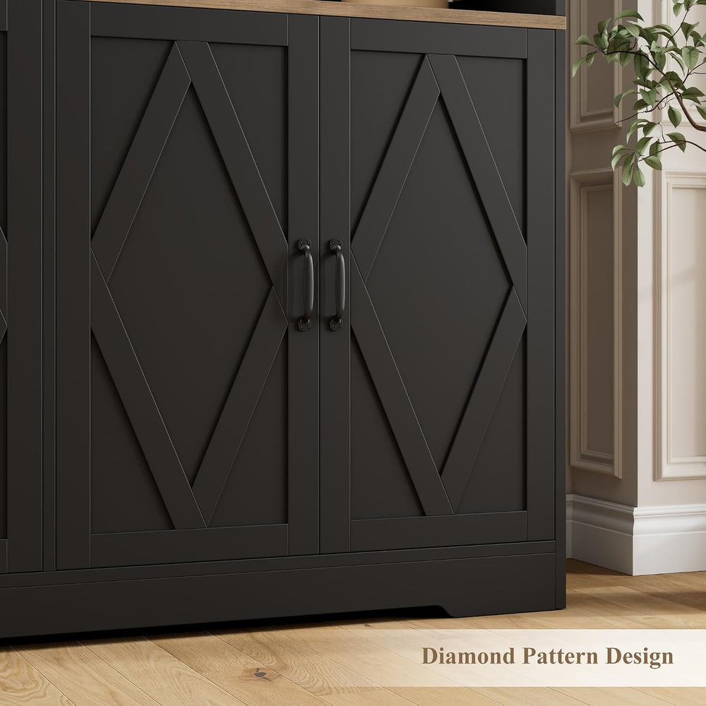 HOSTACK 55" W Pantry Cabinet, 71" Tall Kitchen Hutch Storage Cabine...