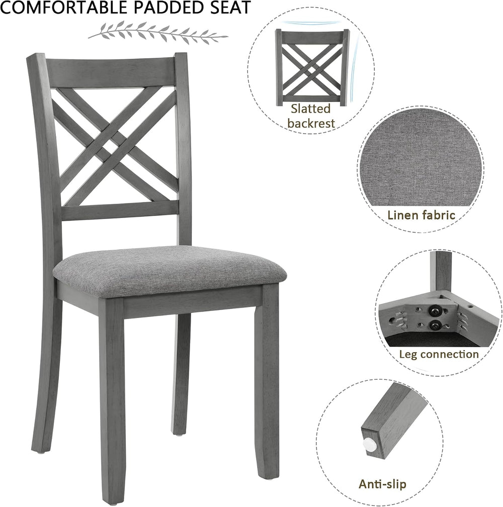KEIKI 6-Piece Standard Height Dining Table Set with Rectangular Table, 4 Upho...