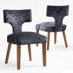 Soft Padded Dining Chairs Set of 4, Modern Farmhouse Upholstered Chairs with Linen Fabric & Rubber Wood Legs, Ergonomic Armless Seats for Dining Room Kitchen Living Room (Gray)
