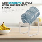 5 Gallon Water Jug Stand & Holder – 3-Tier Water Bottle Rack Organizer with Stainless Steel Stand, BPA-Free Fast-Flow Spout, Heavy-Duty Wood Top Shelf for Kitchen & Office