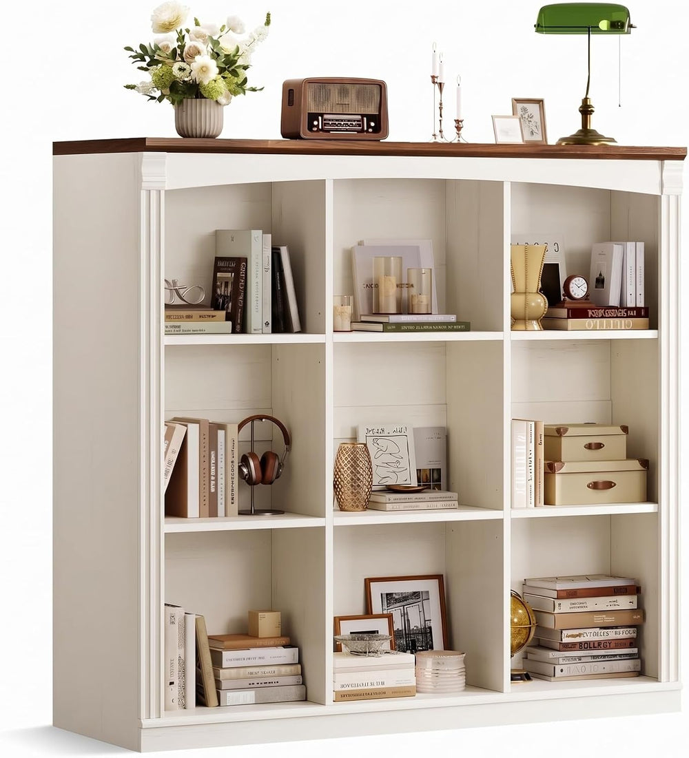 47.2''x47.9'' Wooden 9 Cube Storage Organizer Bookcase, Long ...