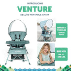 Baby Delight Go with Me Venture Portable Chair | Indoor and Outdoor | Sun Canopy | 3 Child Growth Stages | Garden Green