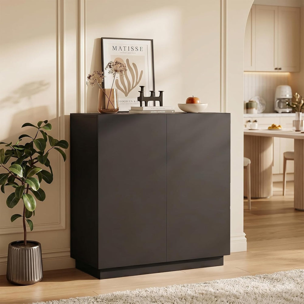 amunrbrek 31.5" Minimalist Buffet Cabinet, Sideboard with Storage, Black
