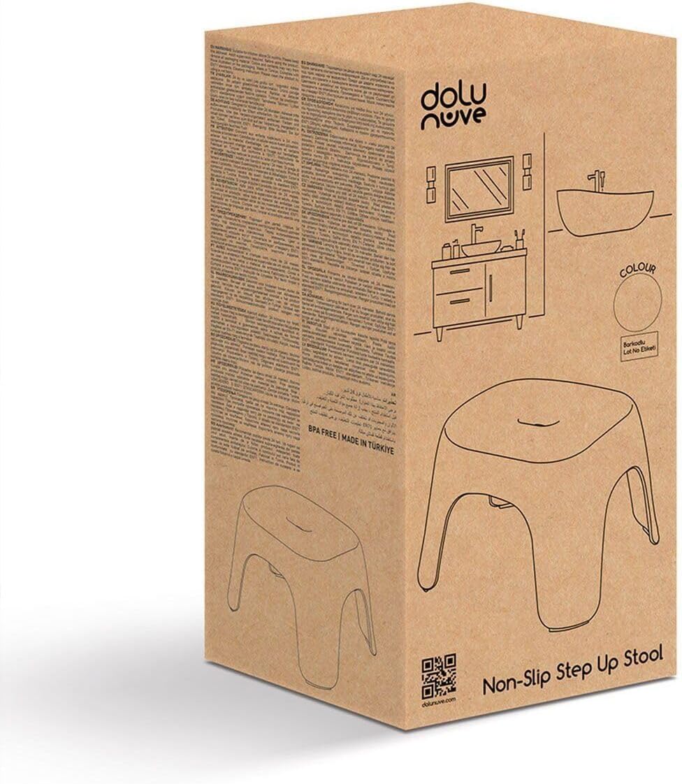 DOLU NUVE Kids Non Slip Step Stool, Plastic Toddler Bathroom Helper for Sink Toilet or Potty Training, Lightweight Portable Stool, Grey