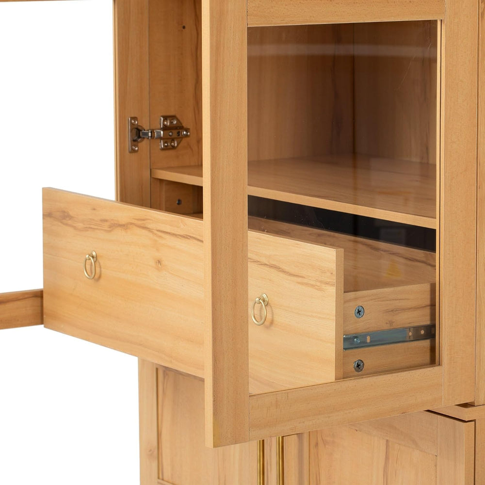 71" Tall Arched Kitchen Pantry Cabinet, Farmhouse Freestanding Storage C...