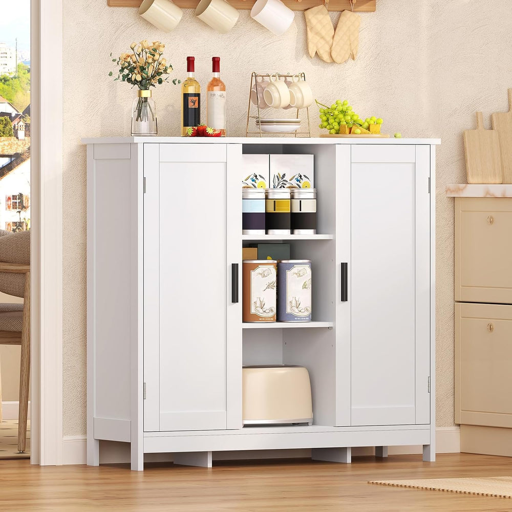 Iwell Storage Cabinet with 2 Doors and 4 Storage Shelves, Buffet Cabinet, Bat...