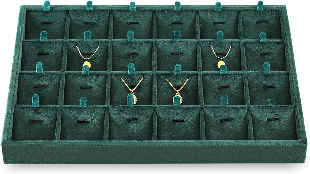 Necklace Display Tray, Velvet Jewelry Organizer, Premium Pendant Display,Luxury Earrings Organizer,Green Necklace Organizer