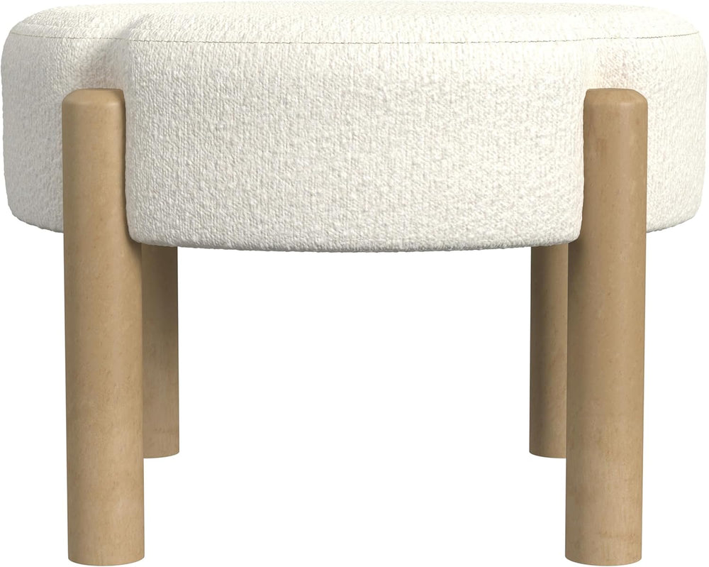 HomePop Luna 22" Round Ottoman - Cream Boucle