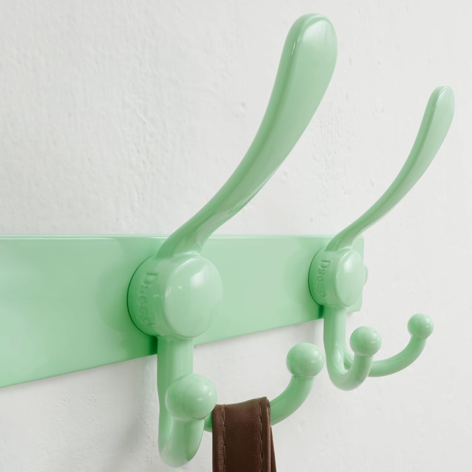 Dseap Coat Rack Wall Mount 2.0 Pro: Heavy Duty 300% Thicker, 16" Stud Mount, Stainless Steel Wall Coat Hooks Hanger for Clothes Jackets Hats Entryway Closet, MaxStrong Series, Green, Pack of 2