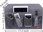 Bedside Storage Organizer - 6 Pockets, Table Cabinet Caddy for Remotes, Phone, Glasses (Grey)