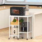 Kitchen Microwave Cart with Wheels,Coffee Bar Table Station,4-Tier Rolling Baker's Oven Rack,Small Appliance Storage Shelf,Utility Trolley Side Table for Kitchen,Office, Living Room (Snowy White)