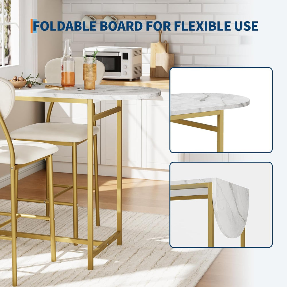 Garvee Dining Table Set for 2, 3-Piece Expandable Bar Table and Chairs Set | ...