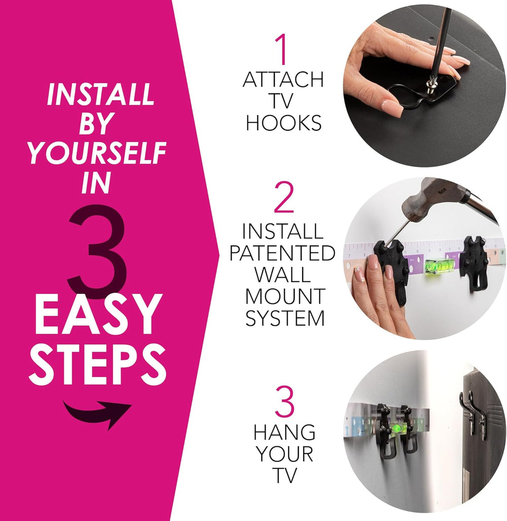 HangSmart TV® Wall Mount NO Stud - Original & Patented Easy Install, DIY ...
