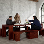 Transformer Table Solid Wood Extendable Dining Table, Red Oak | Seats 2-12, Expandable Dining Room Table, Space-Saving Furniture, Kitchen and Dining Room Furniture, Table + Bench