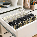 ZENFUN 12 Compartments Belts Storage Box, Acrylic Belt Organizer, Belt Container Storage Holder Clear Belts Display Case for Watch, Hair Accessories, Jewelry, Closet and Drawer
